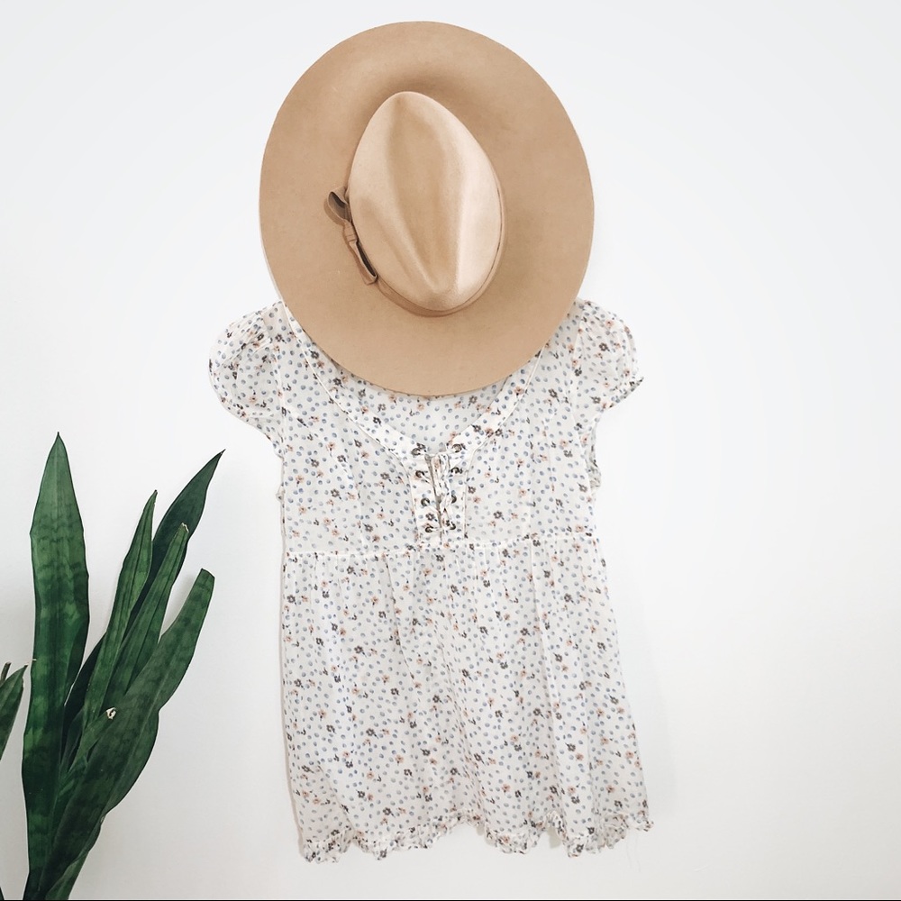 🌿FREE PEOPLE Boho Lace Up Babydoll Top